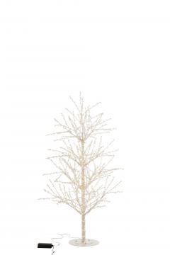 Arbre Perles Métal Blanc Leds 125cm