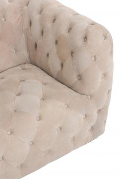 Canapé Suède Velours Capitonné Beige 241cm