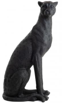 Statue Guépard Assis Noir Mat