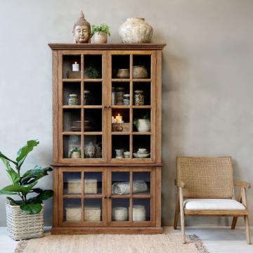 Armoire Vitrine Marseille 4 Portes Vitrées Bois Naturel