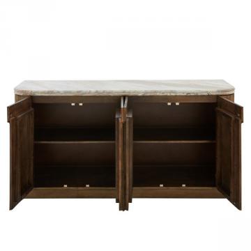 Buffet 4 Portes Buren Bois Massif Marbre