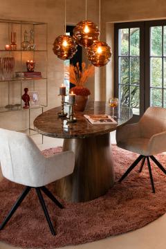 Table à Manger Ovale Marbre Manguier Foncé