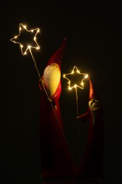 S/2 Pères Noël Etoile Led H51cm