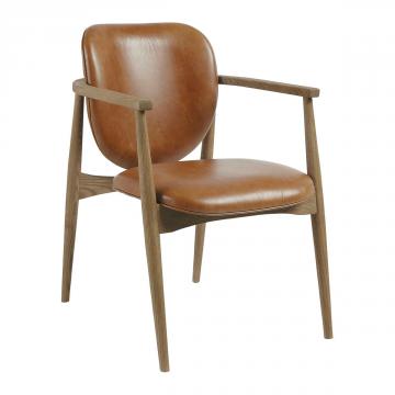 Fauteuil Melvin Cuir Frêne Blanc d'Ivoire