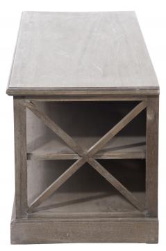 Meuble TV Paniers Osier Bois Naturel Grisé