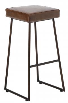 Tabouret de Bar Cuir Marron Indus Vintage