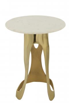 Bout de Canapé Marbre Blanc Aluminium Doré GM