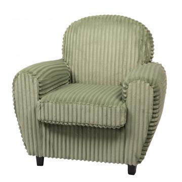 Fauteuil Club Velours Vert Grosses Côtes
