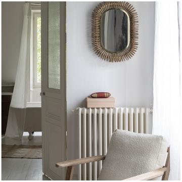 Miroir Salomé Ovale Rotin Métal Blanc d'Ivoire GM