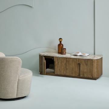 Meuble TV Buren Bois Massif Marbre