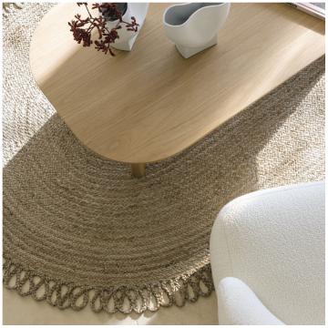 Tapis Ovale Jute Naturelle Blanc d'Ivoire 250*140