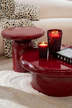 Table Basse Ronde Rouge Laqué