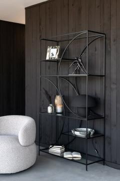 Bibliothèque Contemporaine Nyr Métal Noir Verre
