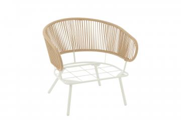 Salon de Jardin Poa Blanc Naturel 3 Pièces