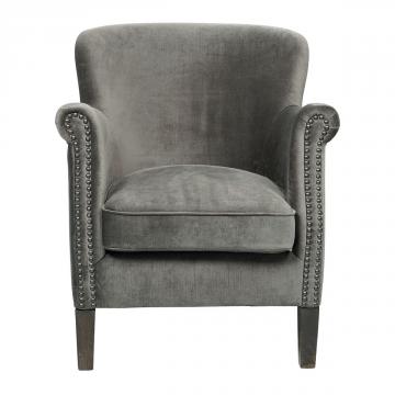 Fauteuil Claude Velours Gris Foncé Blanc d'Ivoire