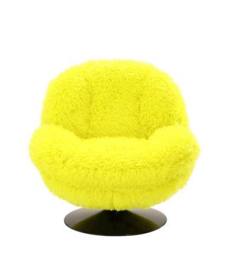 Fauteuil Memento Fausse Fourrure Poils Longs Jaune Athezza