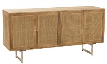 Buffet Bas Weaving 4 Portes Bois Rotin Naturel