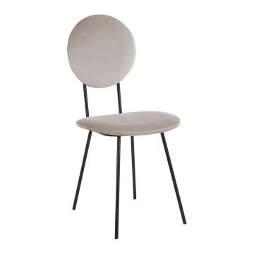 Chaise Colette Velours Gris Perle Blanc d'Ivoire