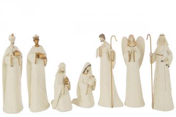 Personnages Crèche 7 Pièces Ecru Doré