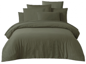 Drap Housse Taloa Kaki Satin de Coton Lavé (2tailles)