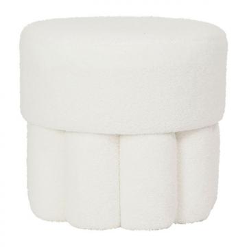 Tabouret Organic Blanc Tissu Teddy Bouclette