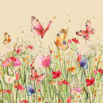 20 x Serviettes Papier Prairie & Papillons 33*33