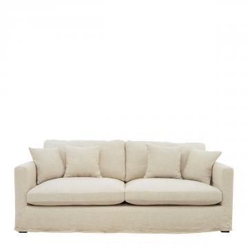 Canapé Angie 4P Lin Mélangé Ecru Blanc d'Ivoire