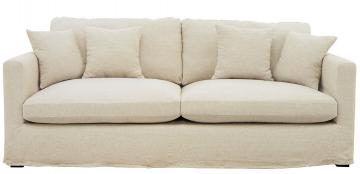 Canapé Angie 4P Lin Mélangé Ecru Blanc d'Ivoire