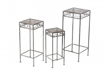 S/3 Tables d'appoint de Jardin Métal Gris (Outdoor)