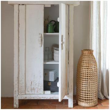 Vase Umala Rotin Métal GM 77cm Blanc d'Ivoire