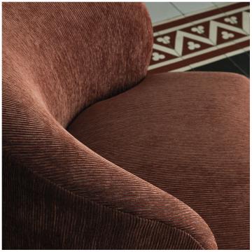 Fauteuil Lisette Velours Côtelé Brique Pivotant Blanc d'Ivoire