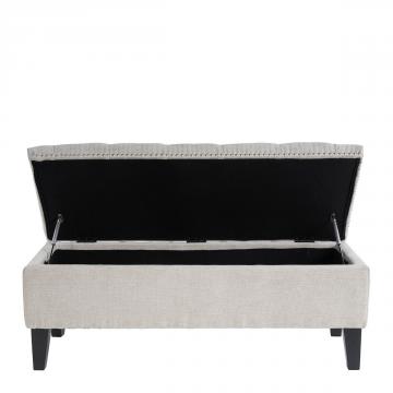 Banc Coffre Arthur Tissu Craie Blanc d'Ivoire