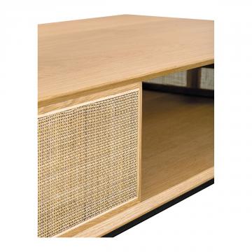Table Basse Augustin Chêne Cannage Naturel Blanc d'Ivoire