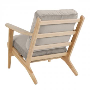 Fauteuil Jules Velours Gris Perle Blanc d'Ivoire
