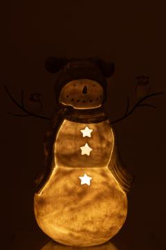 Bonhomme de Neige Led Oiseaux Gris Blanc H50cm