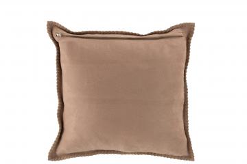 Coussin Cuir Points Carrés Taupe