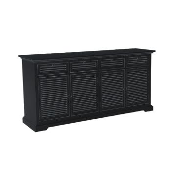 Style Campagne Bas De Buffet 4 Portes 4 Tiroirs Venitiennes Noir