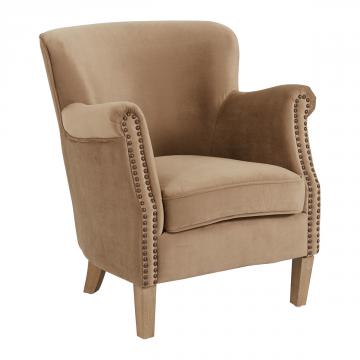 Fauteuil Claude Velours Cannelle Blanc d'Ivoire