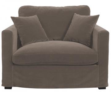 Fauteuil Angie Velours Taupe Blanc d'Ivoire