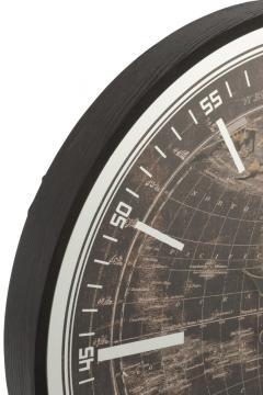 Horloge Mappemonde Noir Or