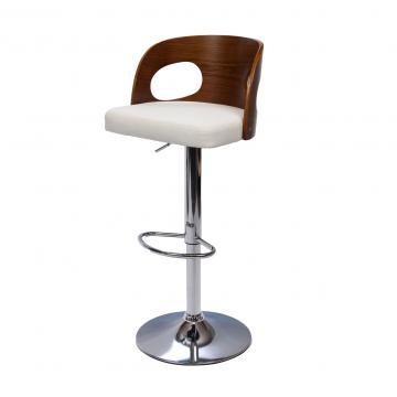Tabouret de Bar Emilie Simili Blanc Bois Métal