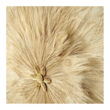 Décoration Murale Fleur Plumes Ecru Blanc d'Ivoire