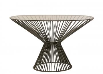 Console Contemporaine Ovale Barreaux Métal Verre