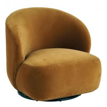 Fauteuil Lisette Velours Safran Pivotant Blanc d'Ivoire