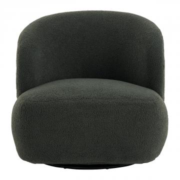 Fauteuil Lisette Bouclette Kaki Pivotant Blanc d'Ivoire