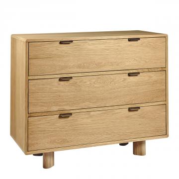 Commode 3 Tiroirs Simona Chêne Clair Blanc d'Ivoire