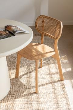 Chaise Cacahuète Teck Naturel Cannage