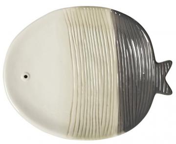 Assiette Plate x1 Poisson Tropical Grise MM Athezza