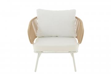 Salon de Jardin Poa Blanc Naturel 3 Pièces