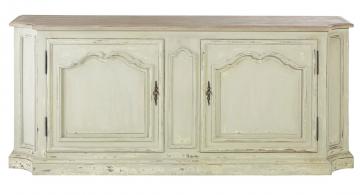 Buffet Bas 2 Portes Joséphine Gris Vieilli Plateau Chêne